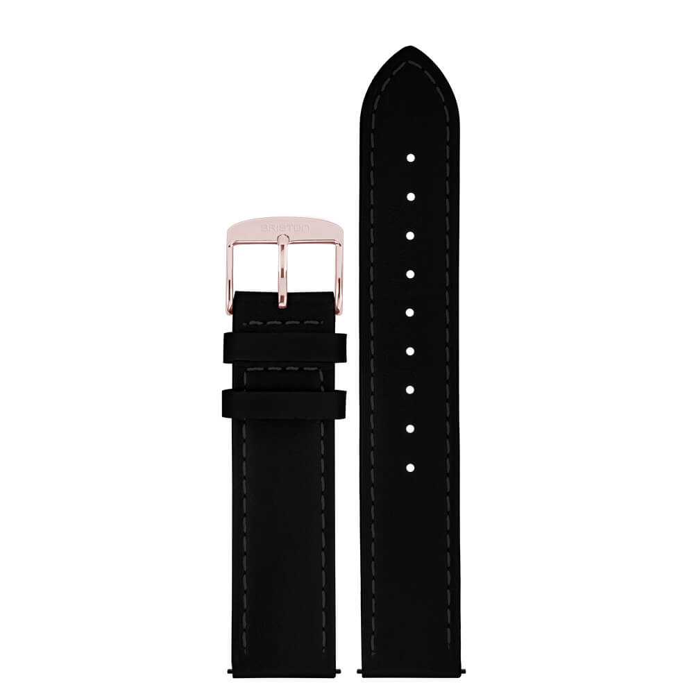 2 PARTS LEATHER STRAP - 18 MM - Black