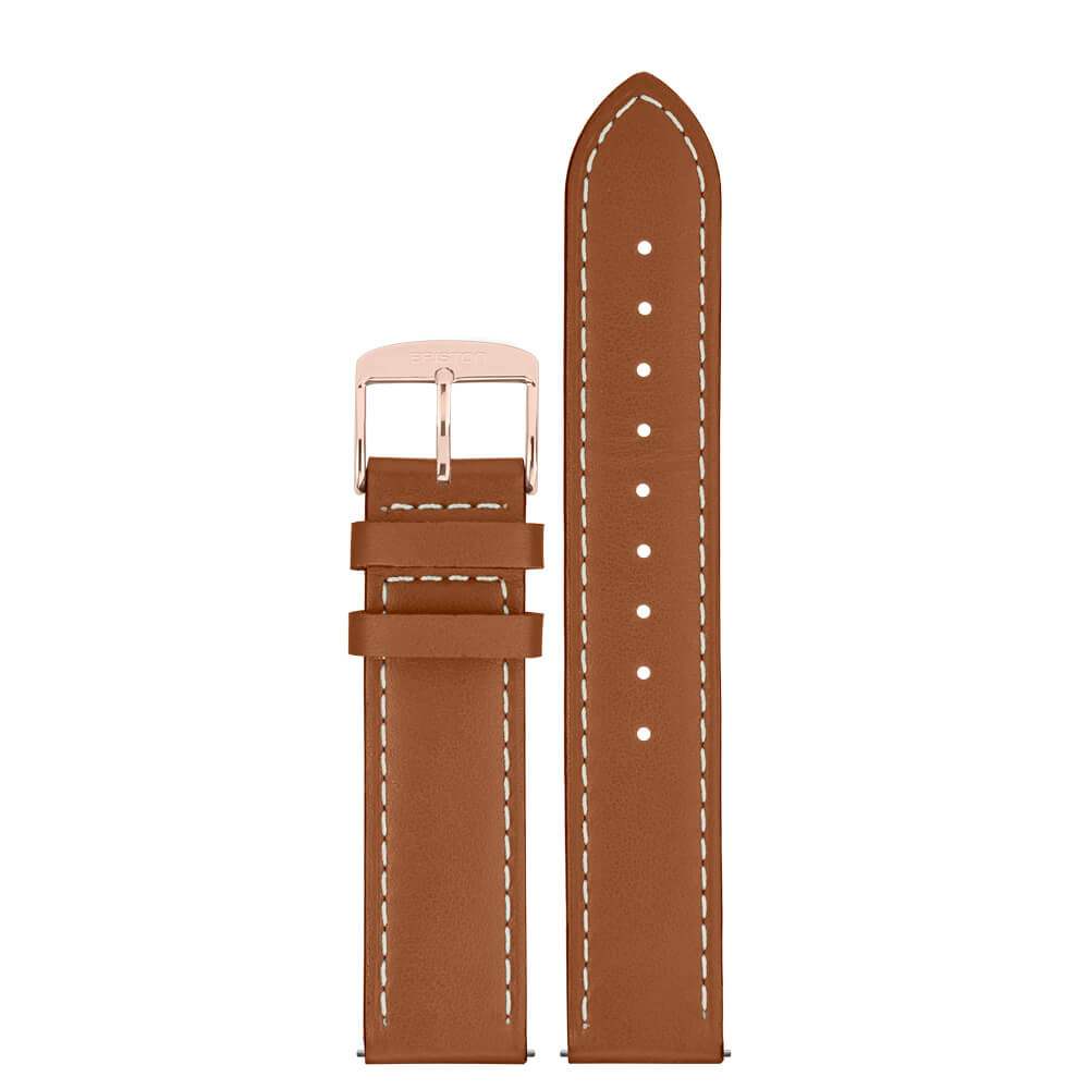 2 PARTS LEATHER STRAP - 18 MM - BROWN