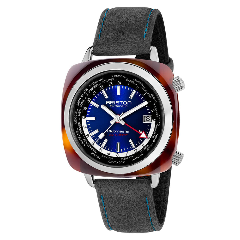 CORREA DE CUERO VINTAGE - GRIS/AZUL