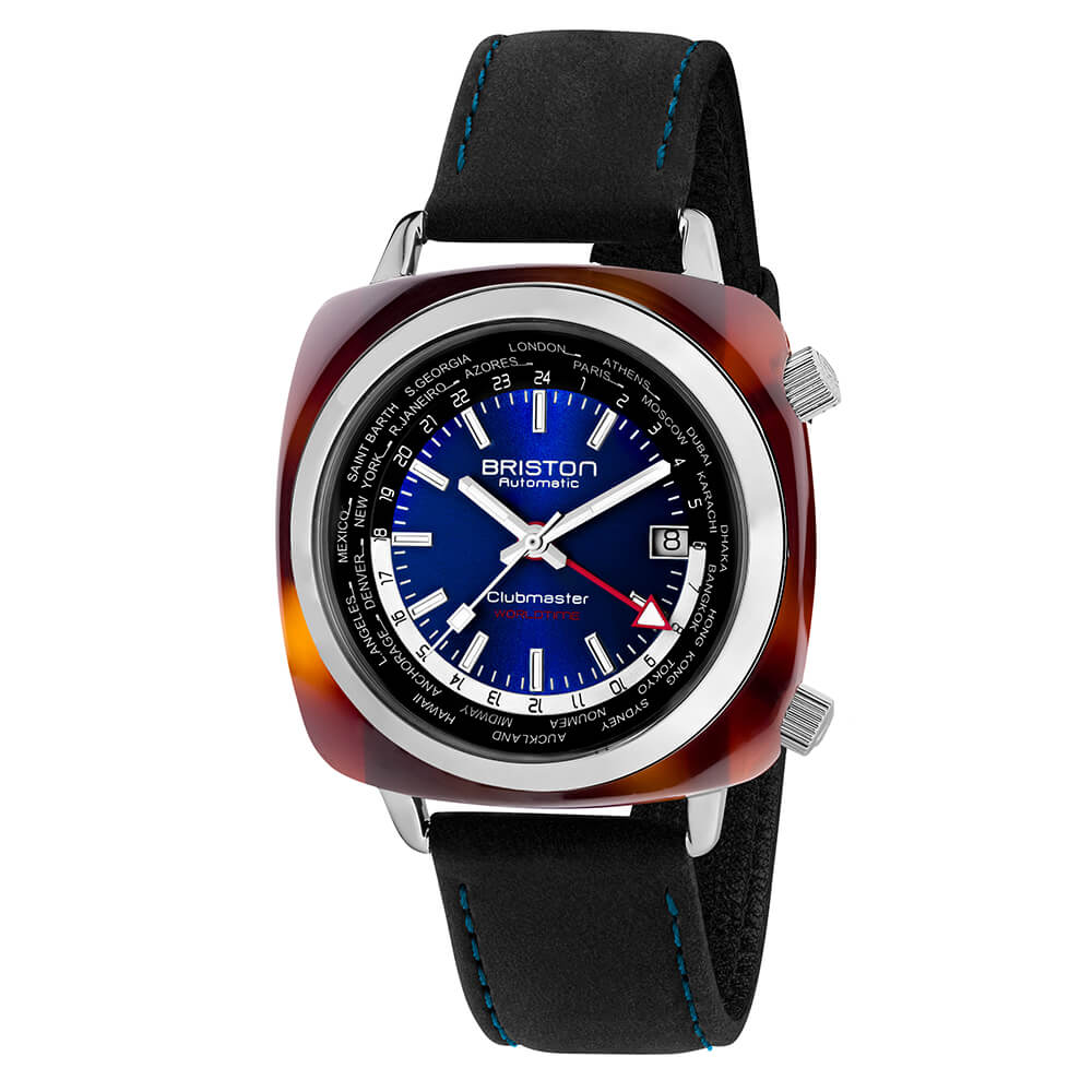 CORREA DE CUERO VINTAGE - NEGRO/AZUL