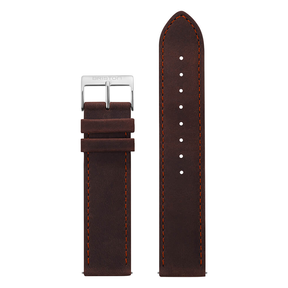 VINTAGE LEATHER STRAP - CHOCOLATE/ORANGE