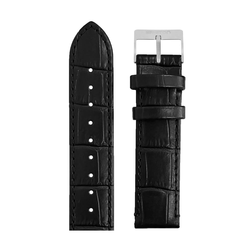 LUXURY LEATHER STRAP - 18 MM - MATT BLACK