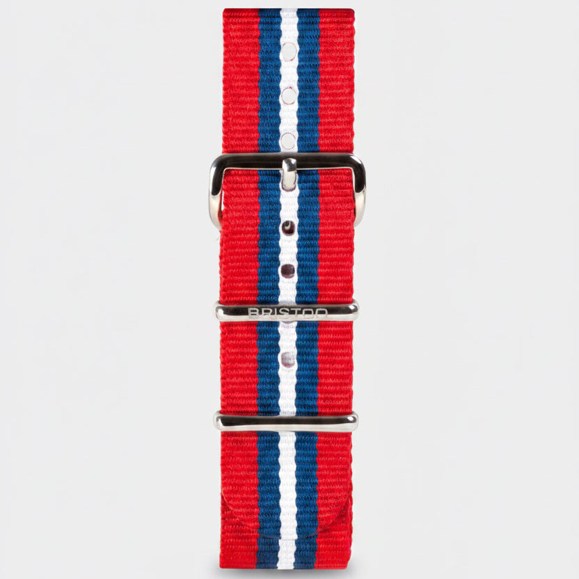 BRACELET TYPE NATO - ROUGE BLEU BLANC
