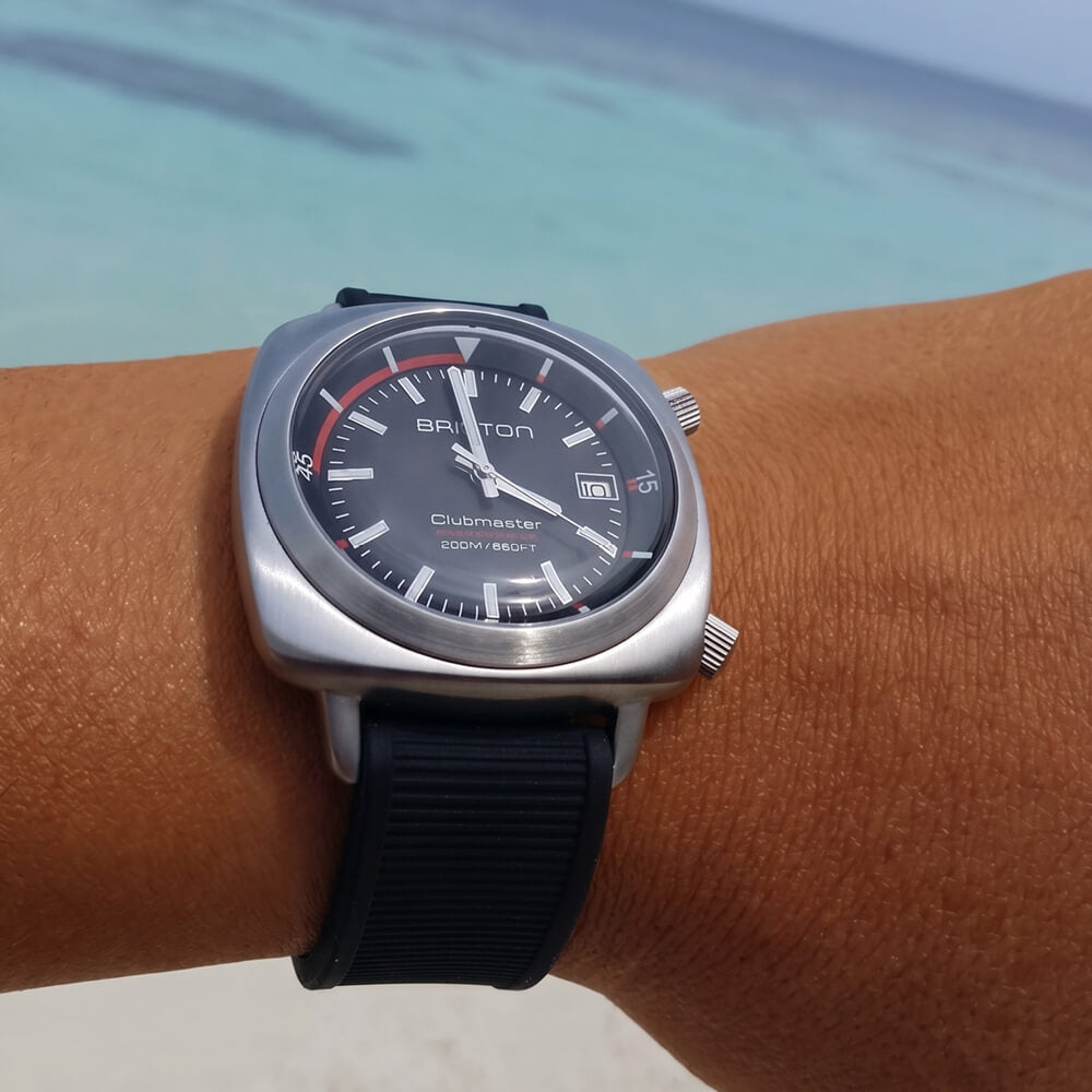 Clubmaster Diver - Acero cepillado - Negro