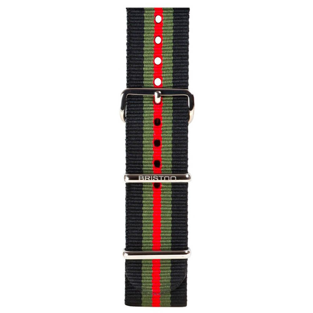 BRACELET TYPE NATO - NOIR VERT ROUGE