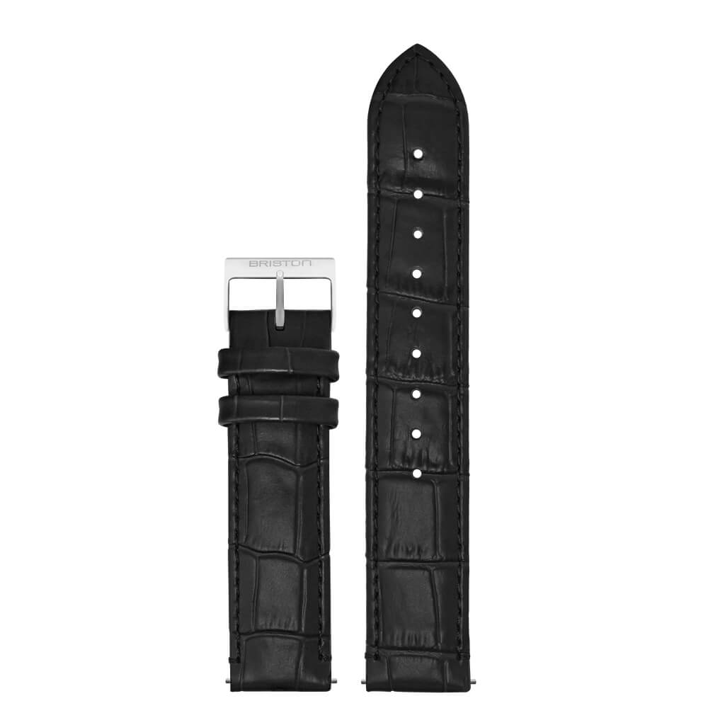 BRACELET CUIR LUXURY - 18 MM - NOIR MAT