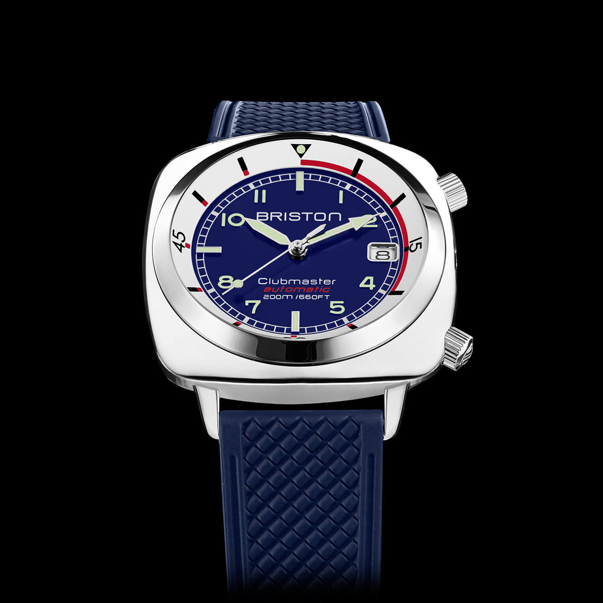 Close-up of the internal rotating bezel and dial on the Briston Clubmaster Legend Compressor