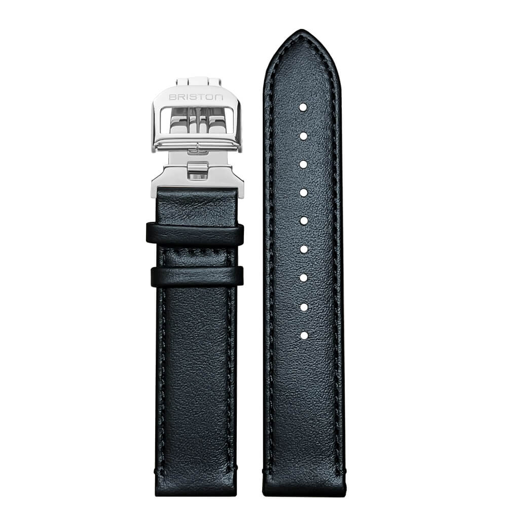 LEATHER STRAP - BLACK - FOLDING CLASP