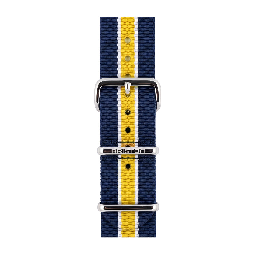 BRACELET TYPE NATO - BLEU BLANC JAUNE