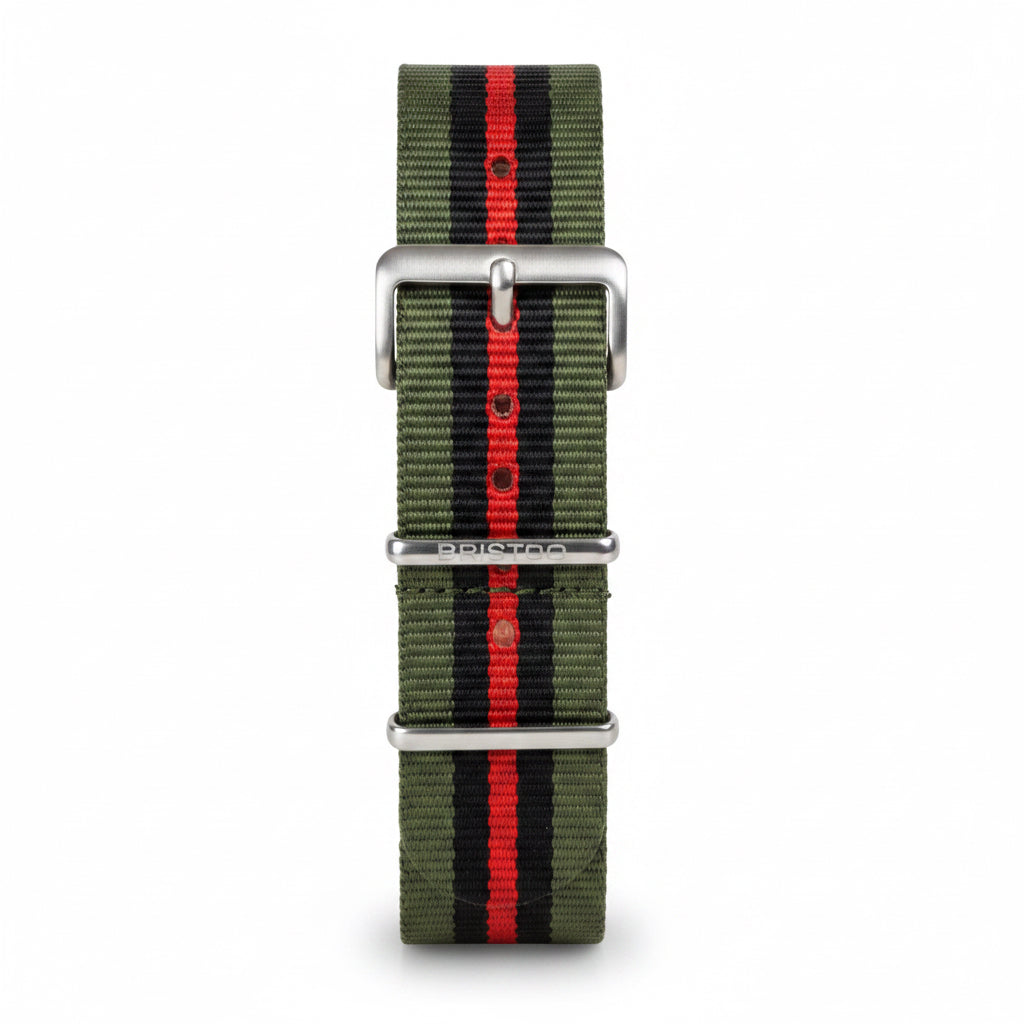 BRACELET TYPE NATO - VERT NOIR ROUGE